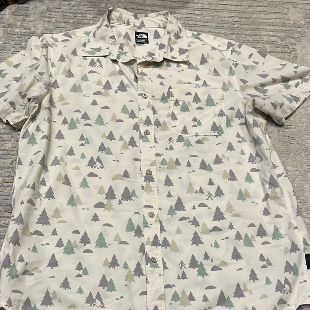 The North Face Cream Casual Button Down Shirt with Geometric Pattern